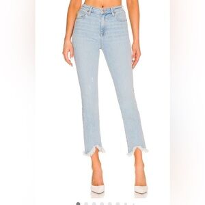 NWT Jonathan Simkhai High-Rise Distressed Stretch River Straight Leg Denim 27